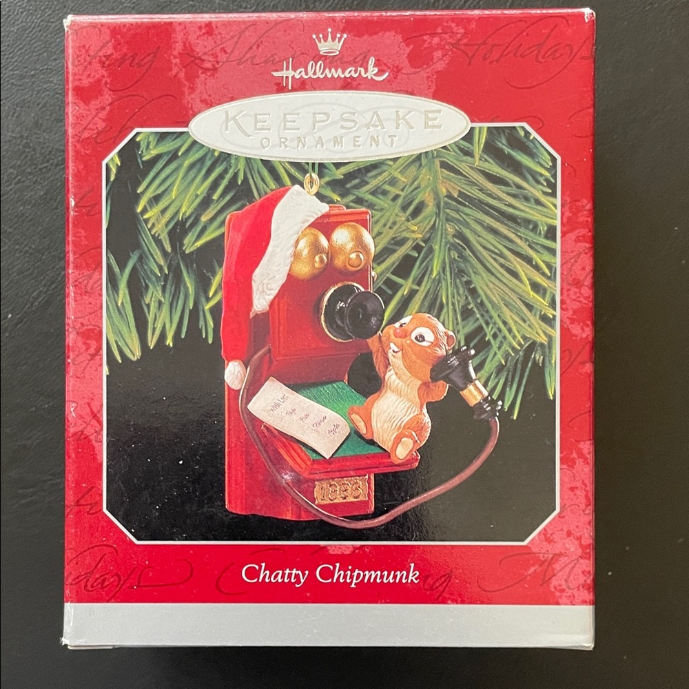 HALLMARK Chatty Chipmunk Christmas Ornament, Red Brown